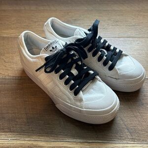 Adidas Nizza White Platform Sneakers with Black Laces